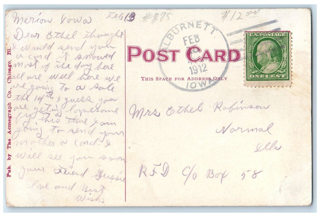 1912 Second Ave East Street Road Buildings Cedar Rapids Iowa IA Vintage Postcard