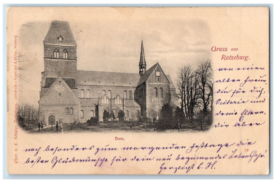 1898 Dom Greetings from Ratzeburg Schleswig-Holstein Germany Posted Postcard