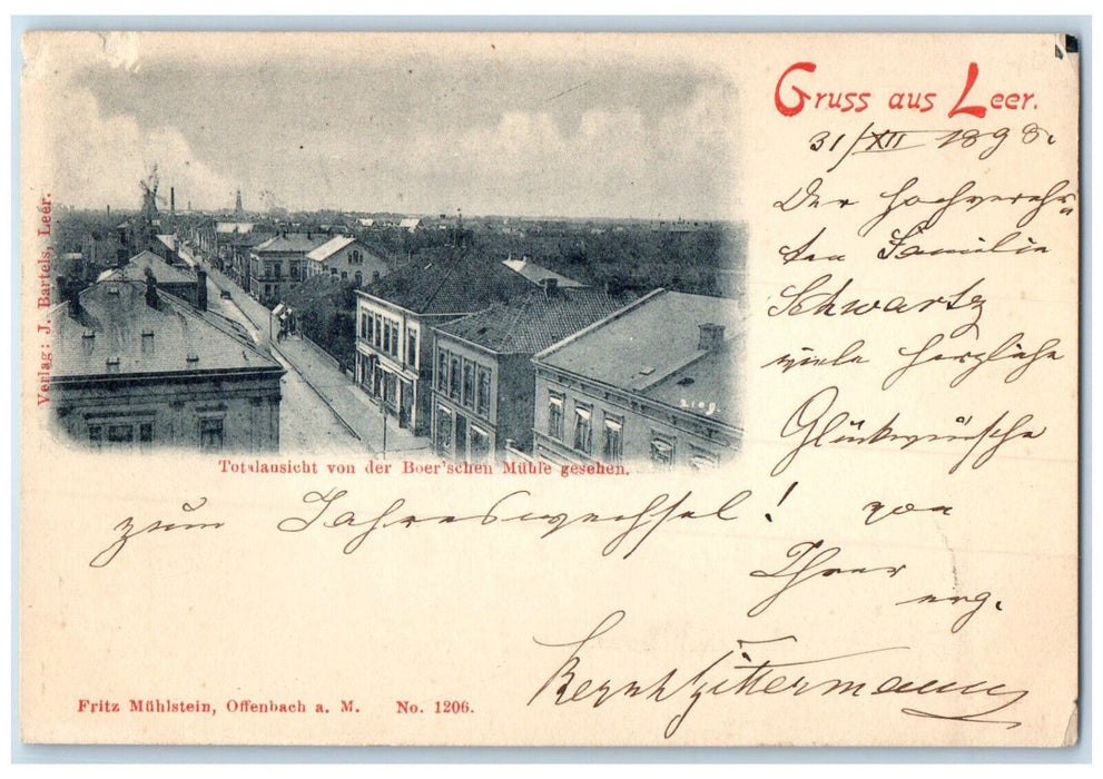 1898 Total view From Boer'sche Mühle Greetings from Leer Germany Postcard