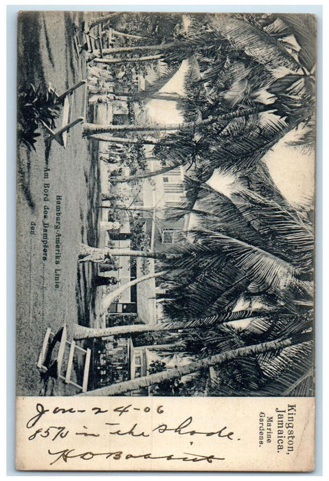 1906 Marine Gardens Chairs Outside Kingston Jamaica Antique Postcard