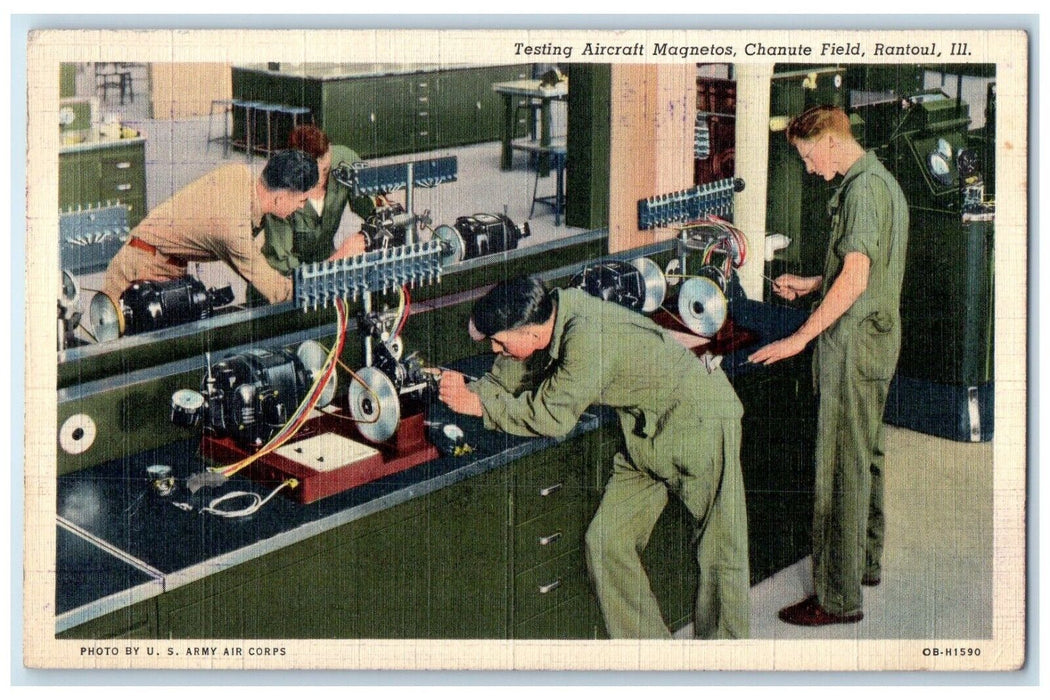 c1930's Testing Aircraft Magnetos Chanute Field Rantoul Illinois IL Postcard