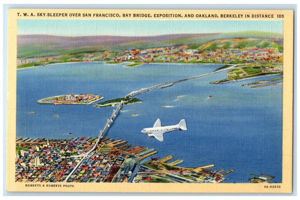 Aerial View San Francisco Bay Bridge Expo And Oakland Berkeley CA Postcard