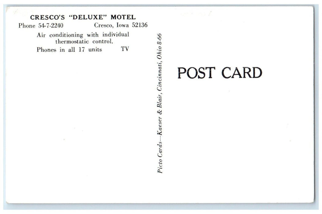 1940 Exterior View Cresco Deluxe Motel Building Cresco Iowa IA Unposted Postcard