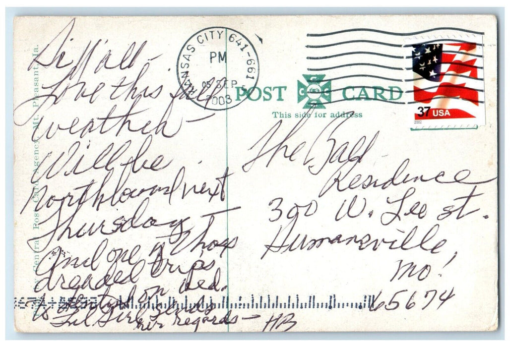 2003 Aerial View Monroe Street Looking East Mt Pleasant Iowa IA Vintage Postcard