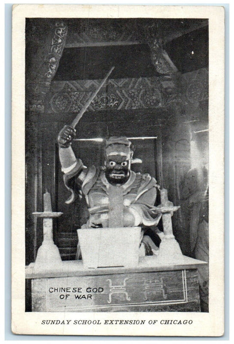 c1910 Chinese God War Sunday School Extension Chicago Illinois Unposted Postcard