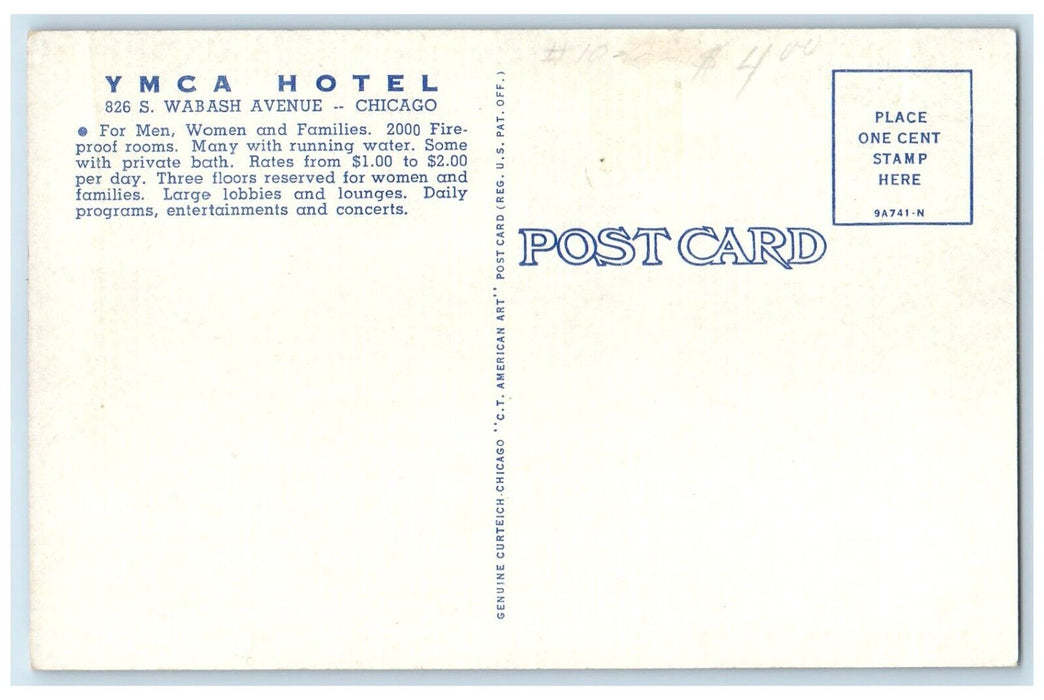 c1940 Oriole Room Cafeteria YMCA Hotel Multi-View Chicago Illinois IA Postcard
