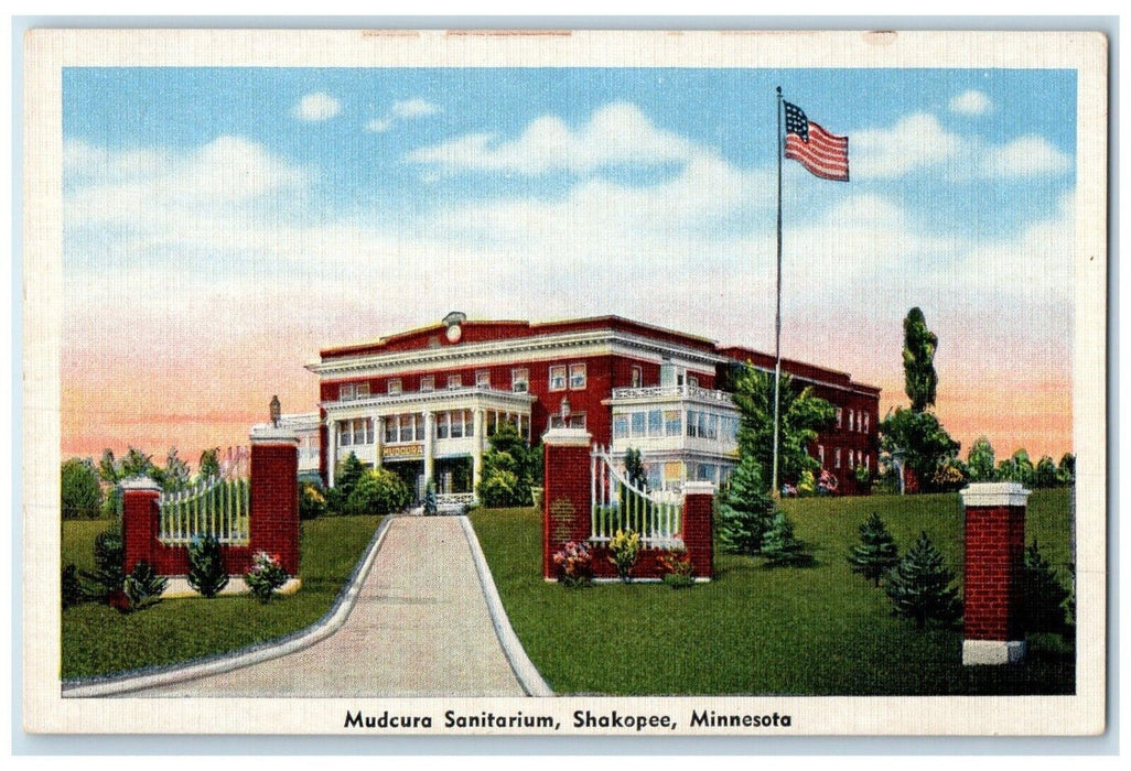 c1930's Mudcura Sanitarium Building Entrance Shakopee Minnesota MN Postcard