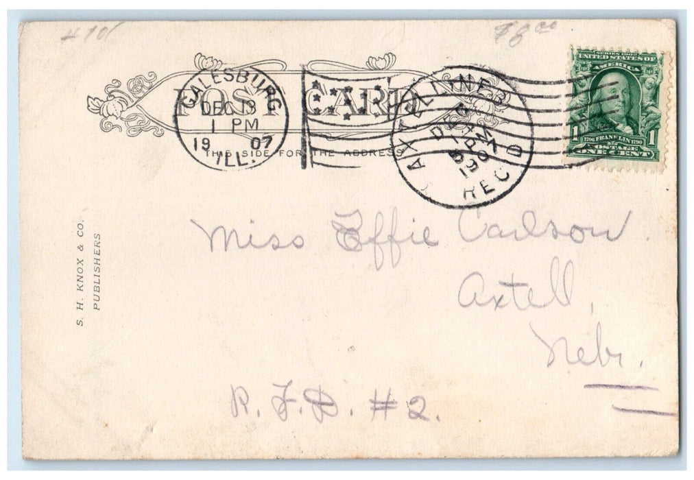 1907 Central Fire Station Exterior Building Firemen Galesburg Illinois Postcard