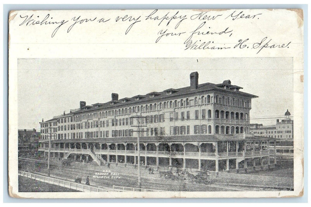 1903 Haddon Hall Building Scene Street Atlantic City New Jersey NJ Postcard