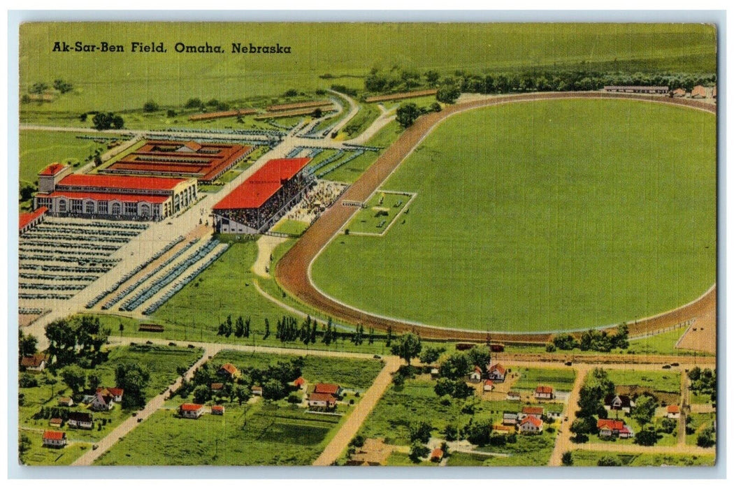1943 Bird's Eye View Of Ak Sar Ben Field Omaha Nebraska NE Vintage Postcard
