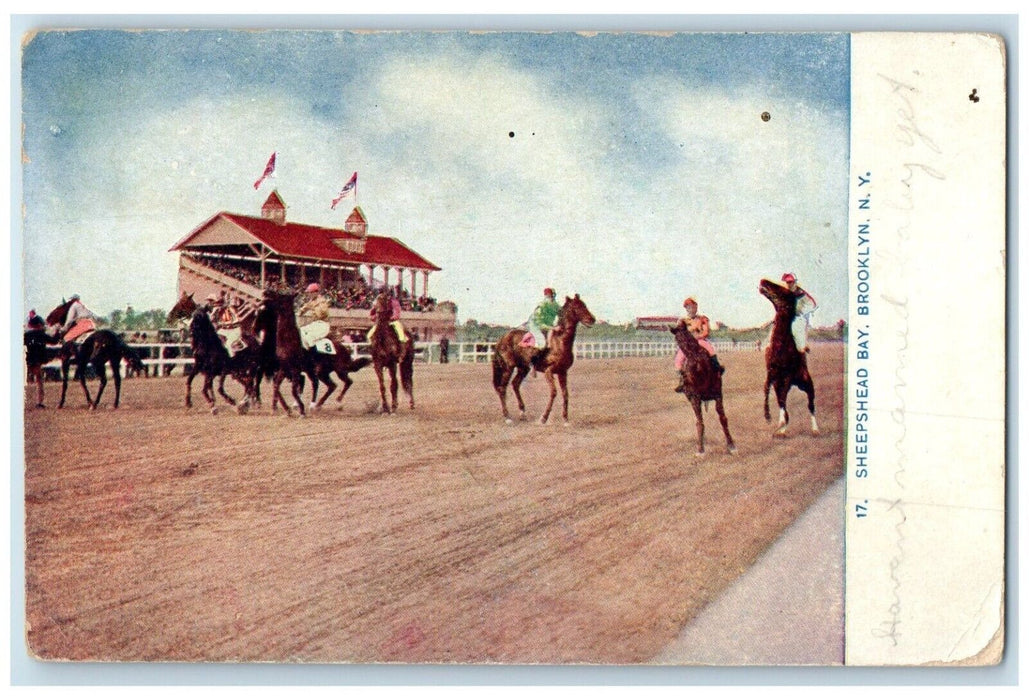 1910 Sheepshead Bay Brooklyn New York NY, Horse Racing Posted Antique Postcard