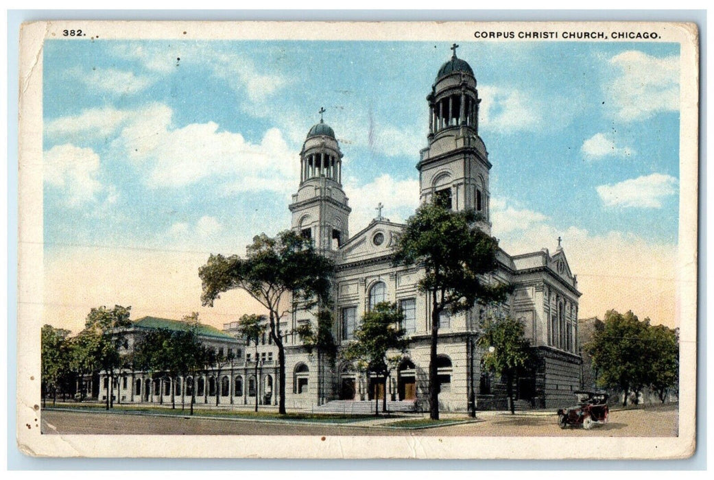 1918 Exterior View Corpus Christi Church Building Chicago Illinois IA Postcard