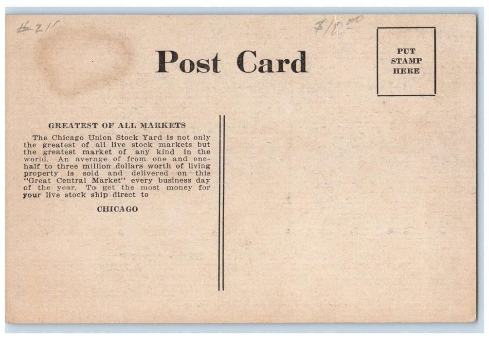 c1910 Chicago Union Stock Yard Six Horse Exhibition Team Illinois IL Postcard