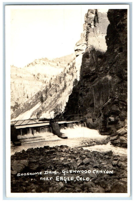 c1940's Shoshome Dam Glenwood Canyon Near Eagle Colorado CO RPPC Photo Postcard