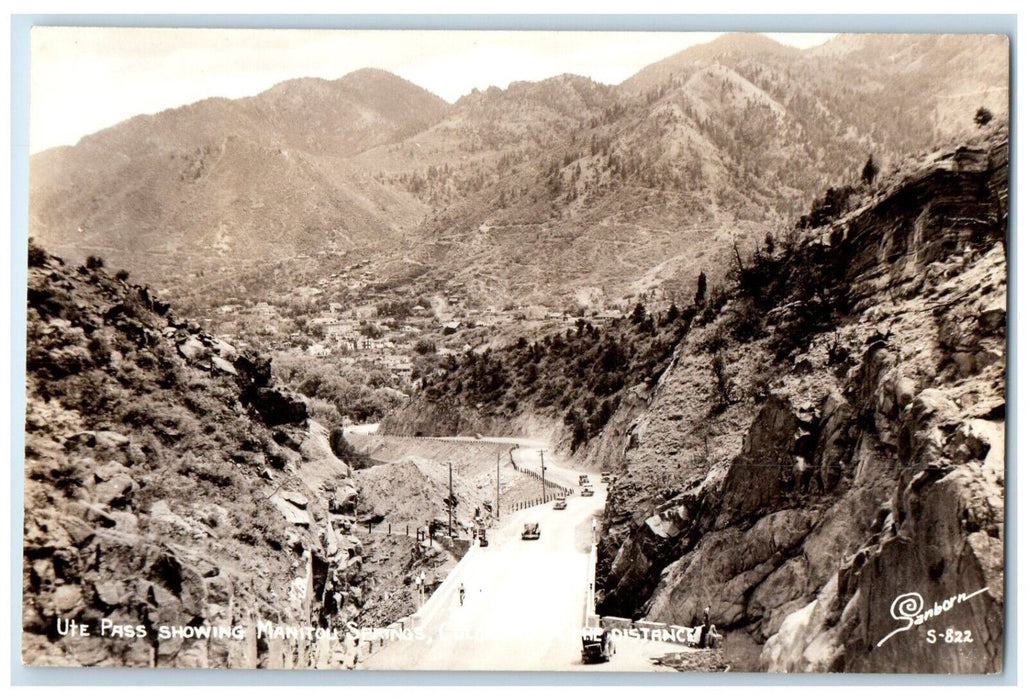 c1940's UTE Pass Showing Cars Manitou Springs Colorado CO RPPC Photo Postcard
