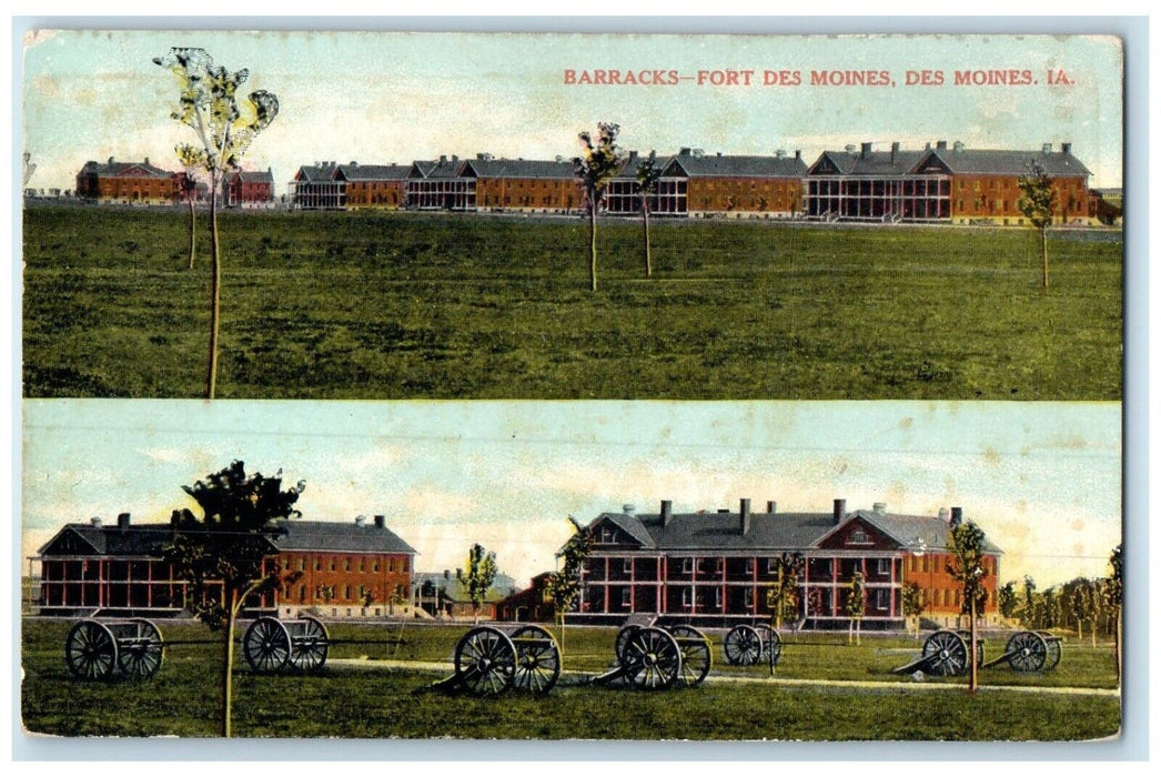 c1910 Barracks Fort Des Moines Multi-View Des Moines Iowa IA Unposted Postcard