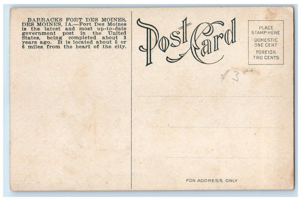 c1910 Barracks Fort Des Moines Multi-View Des Moines Iowa IA Unposted Postcard