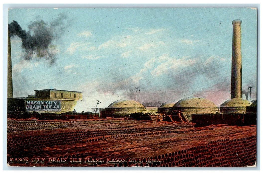 c1910 Mason City Drain Tile Plant Factory Mason City Iowa Bloom Bros Co Postcard