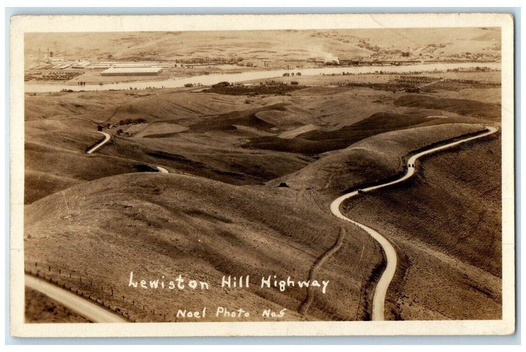 c1920's Lewiston Hill Highway Aerial View Noel Idaho ID RPPC Photo Postcard