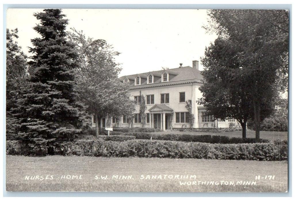 Nurses Home SW Minn Sanatorium Worthington Minnesota MN RPPC Photo Postcard