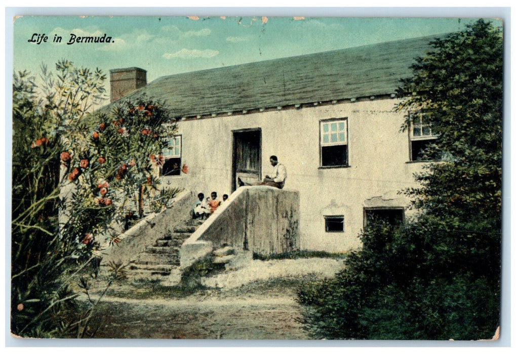 1913 Entrance to House Chimney Window Life in Bermuda Antique Postcard