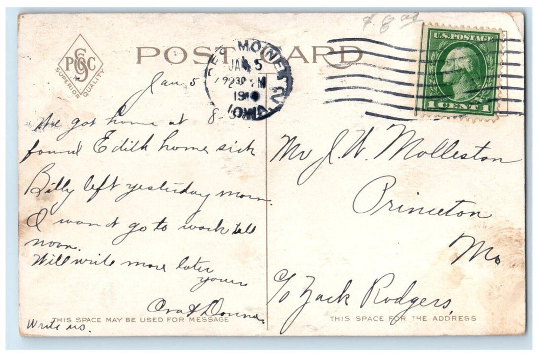 1910 Locust Street Looking East Sixth Avenue Des Moines Iowa IA Posted Postcard