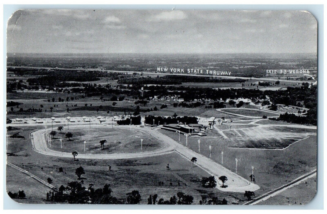 1958 Bird's Eye View New York State Thruway Vernon Downs Vernon NY Postcard