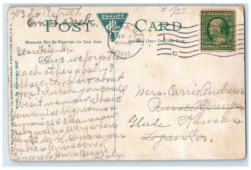 1911 Grand Hotel View Bayliss Park Council Bluffs Iowa Antique Vintage Postcard