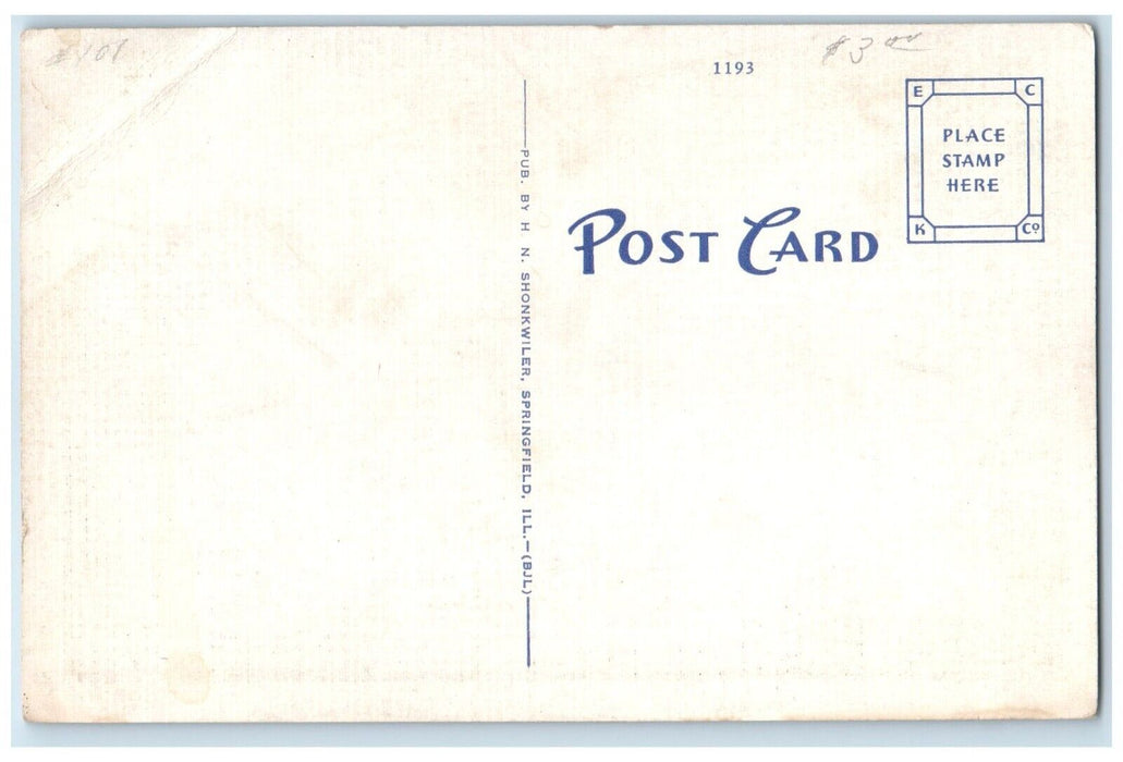 c1940 Sacred Heart Academy Exterior Building Field Springfield Illinois Postcard