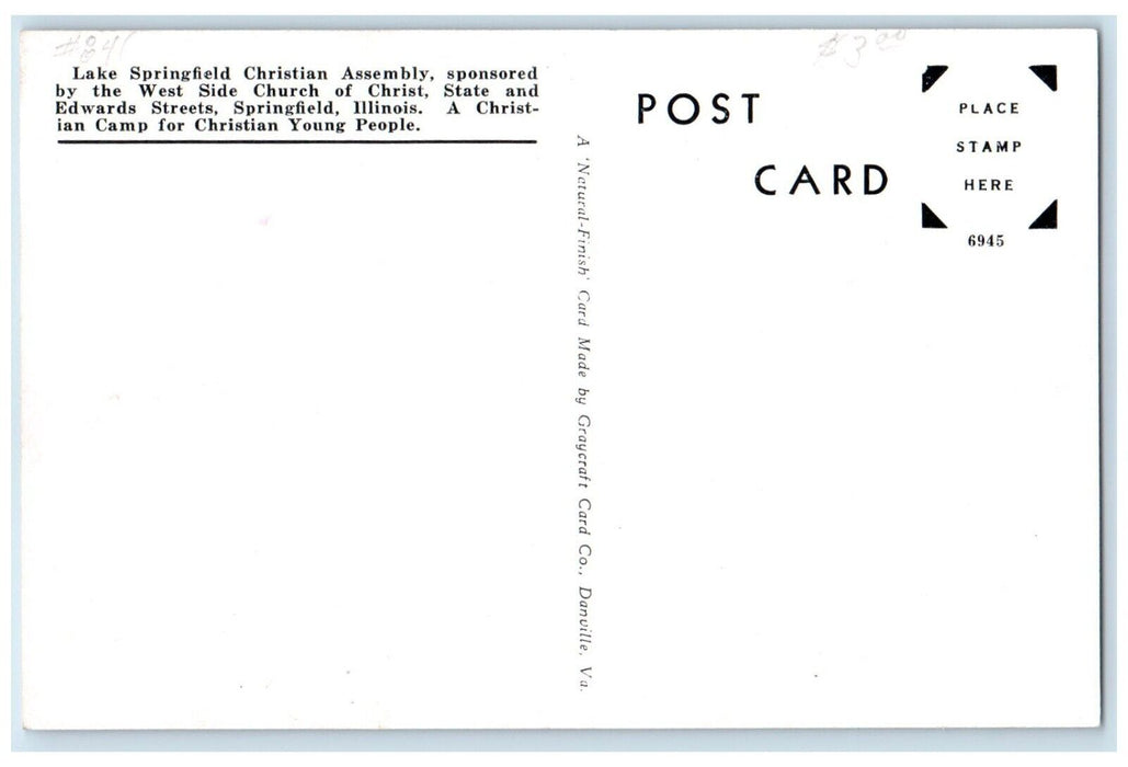 c1940 Lake Springfield Christian Assembly Grounds Springfield Illinois Postcard
