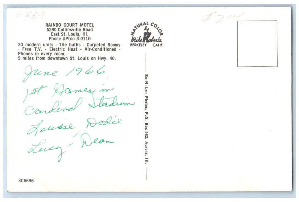 C1960 Rainbo Court Motel Collinsville Road East St. Louis Illinois IL Postcard