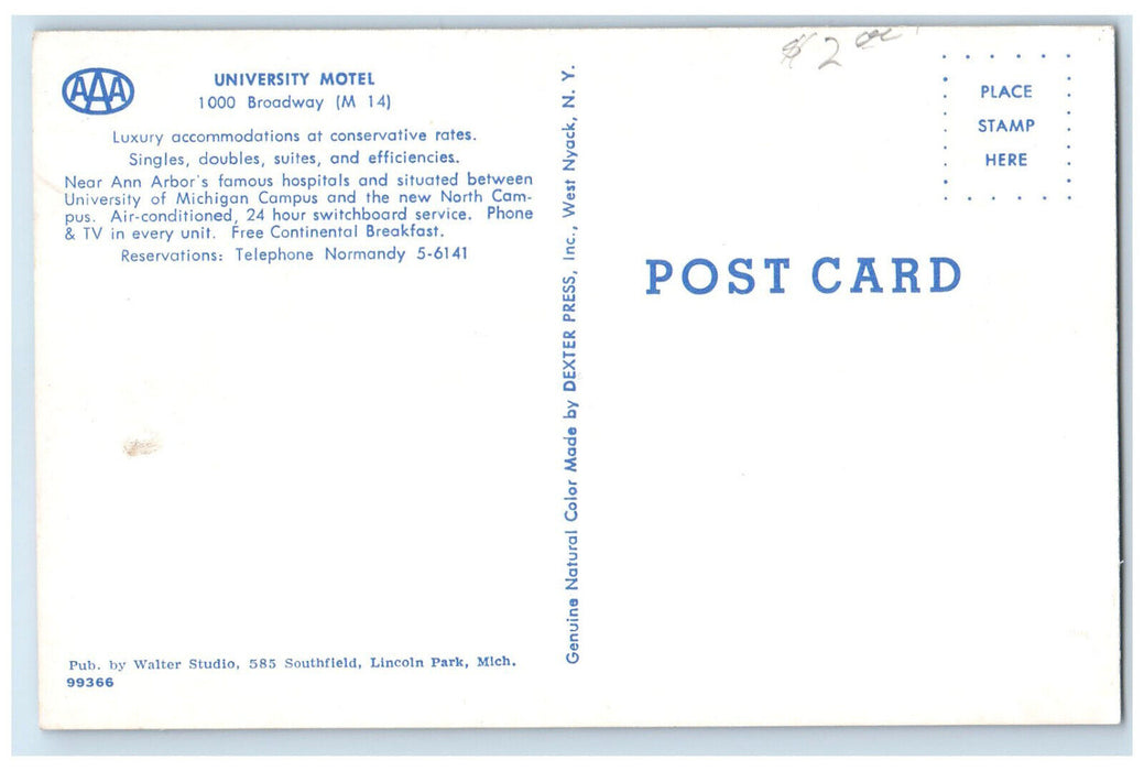 c1950's University Motel Near Ann Arbor's Hospital MI Multiview Postcard