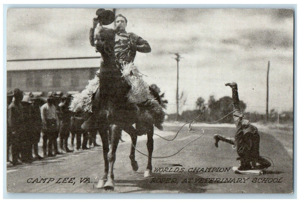 c1910's Worlds Champion Roper At Veterinary School Camp Lee Virginia VA Postcard