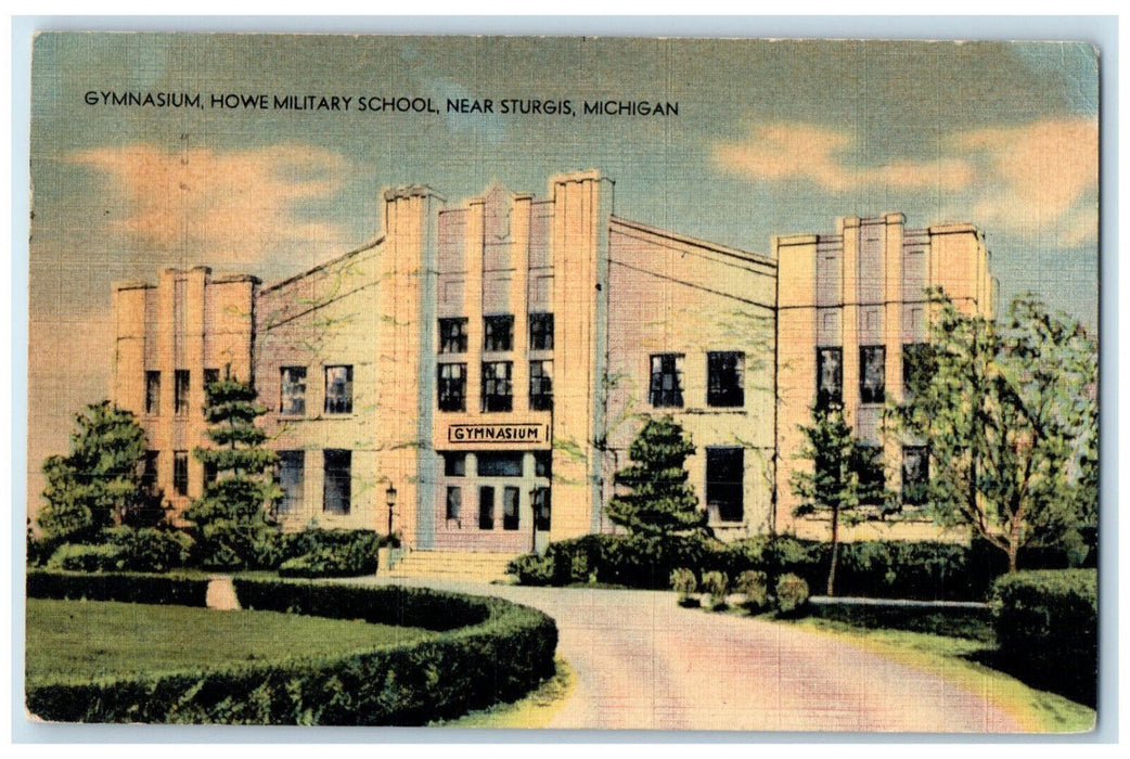 1950 Gymnasium Howe Military School Near Sturgis Michigan MI Postcard