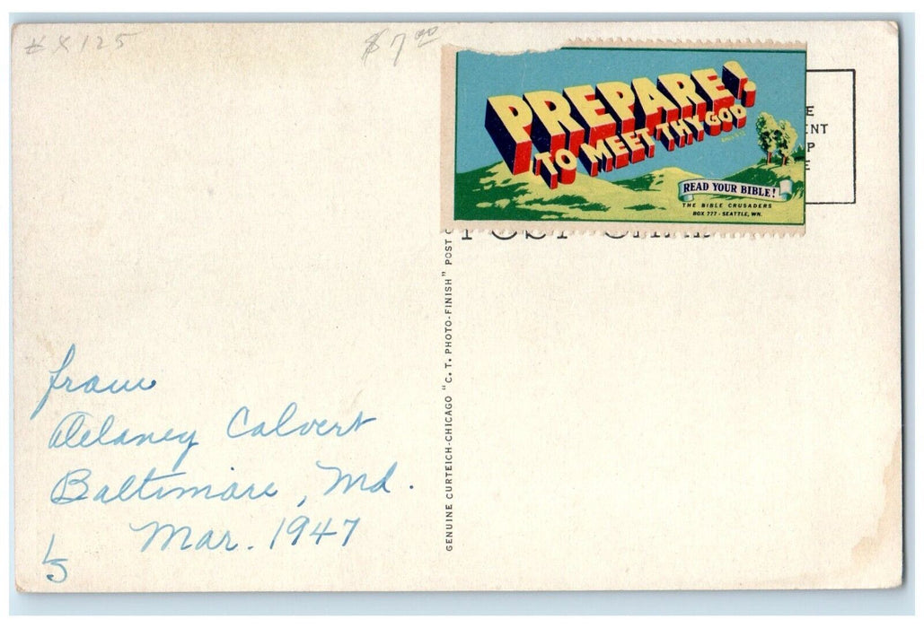 1947 Post Office Building Cars Burlington New Jersey NJ Posted Vintage Postcard
