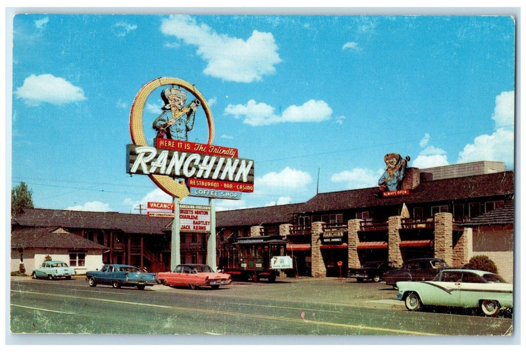 c1960's Ranchinn Restaurant Coffee Shop Cars Roadside Elko Nevada NV Postcard