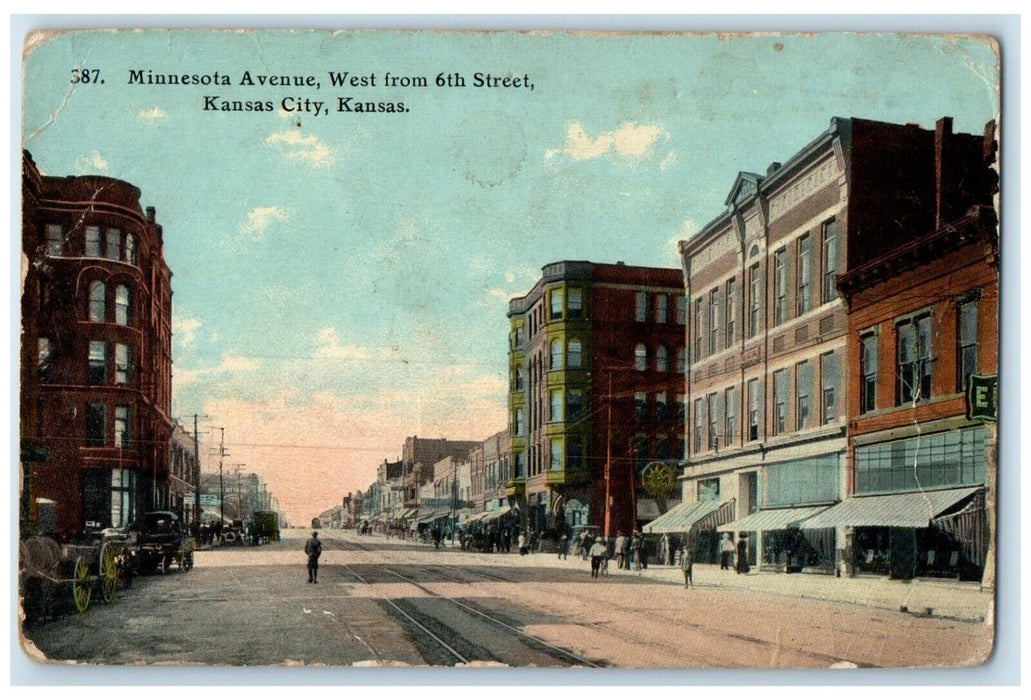 c1910 Minnesota Avenue West 6th Street Kansas City Missouri MO Unposted Postcard