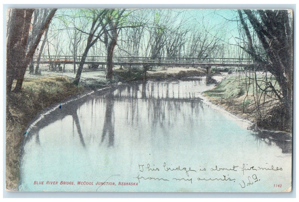 1908 View Of Blue River Bridge McCool Junction Nebraska NE Antique Postcard