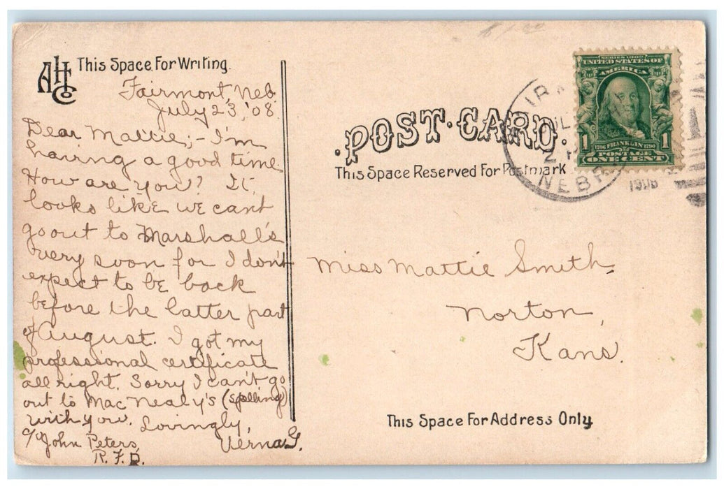 1908 View Of Blue River Bridge McCool Junction Nebraska NE Antique Postcard