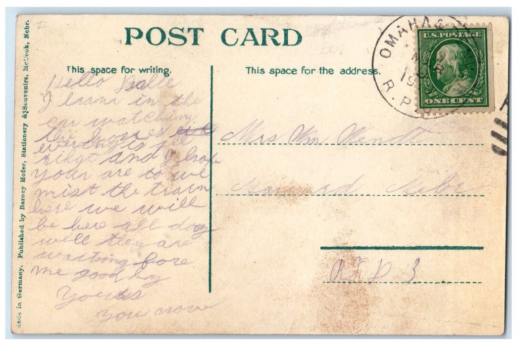 1910 Main Street View Stores Horse Carriage McCook Nebraska NE RPO Postcard
