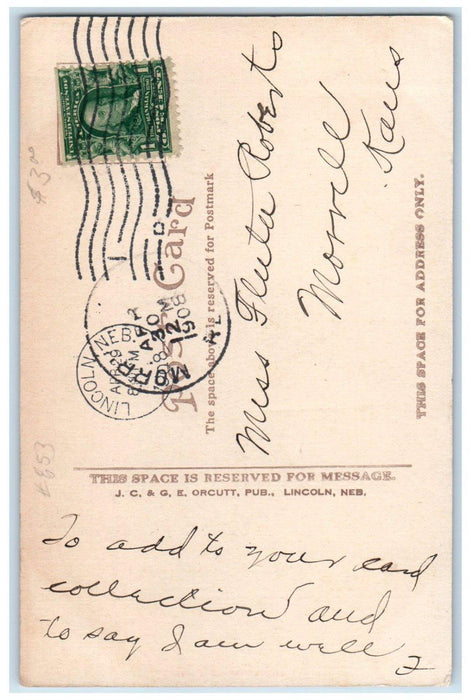 1908 City Hall Building Street Scene Lincoln Nebraska NE Posted Antique Postcard