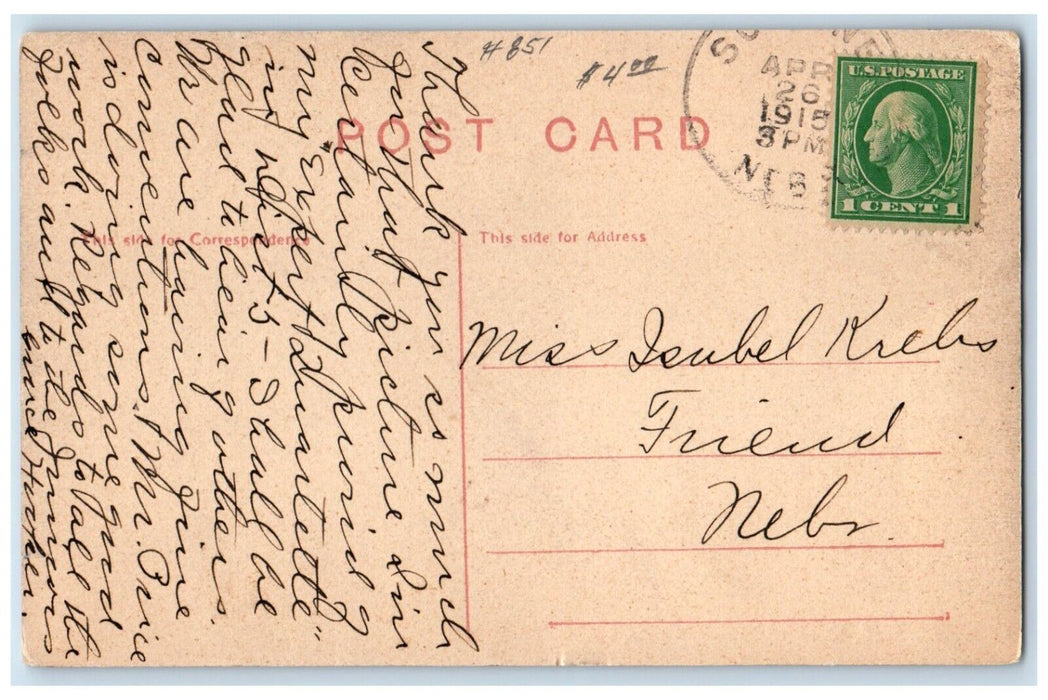 1915 Merrill Hall Doane College Building Crete Nebraska NE Antique Postcard