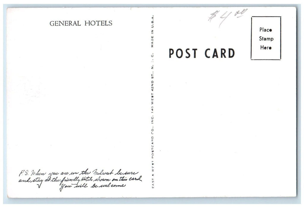 Hotel Palmer Grand Island Nebraska NE, General Hotels Multiview Vintage Postcard