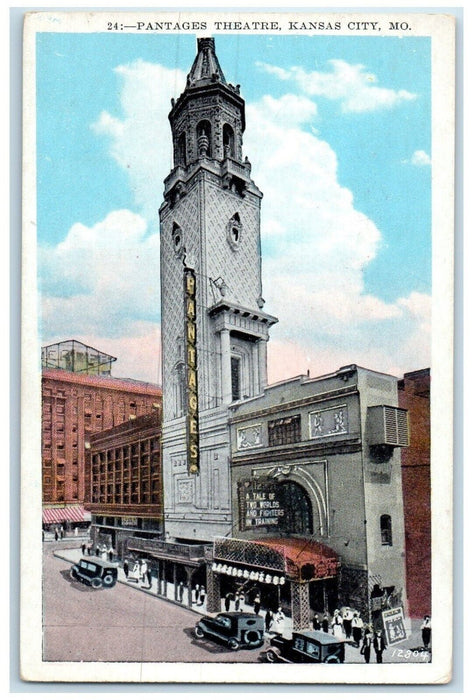 1920 Aerial View Pantages Theatre Building Kansas City Missouri Vintage Postcard