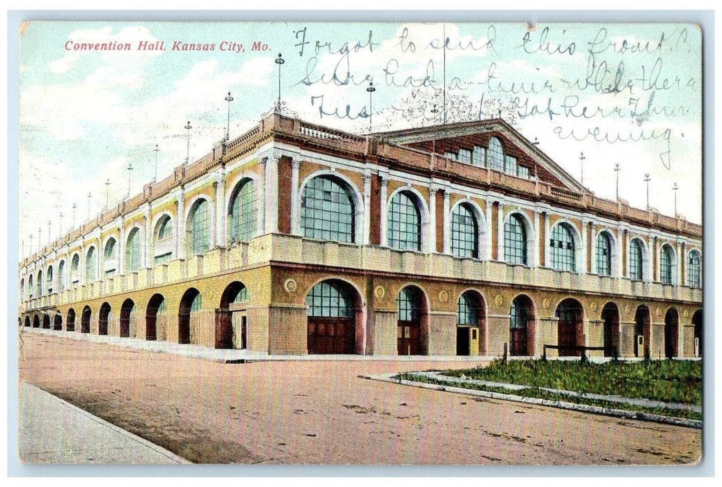 1909 Convention Hall Building Kansas City Missouri MO Vintage Antique Postcard