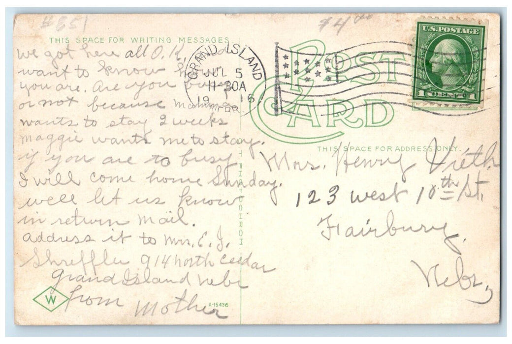 1916 Hall County Court House Building Grand Island Nebraska NE Antique Postcard