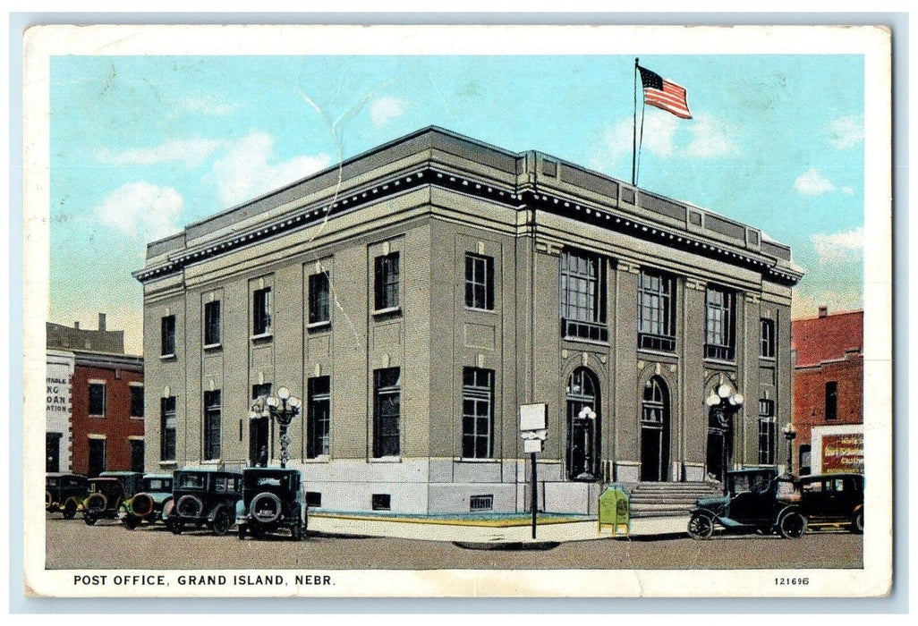 1934 Post Office Building Cars Street View Grand Island Nebraska NE Postcard