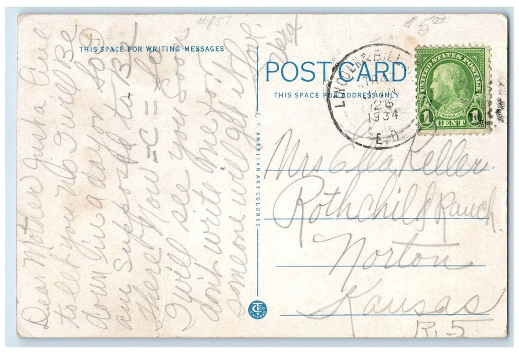 1934 Post Office Building Cars Street View Grand Island Nebraska NE Postcard