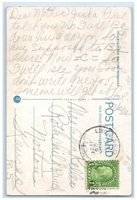 1934 Post Office Building Cars Street View Grand Island Nebraska NE Postcard