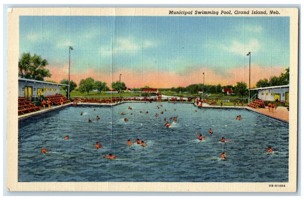 c1930's Municipal Swimming Pool Grand Island Nebraska NE Vintage Postcard